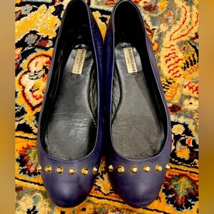 Balenciaga studded ballerina flats navy blue